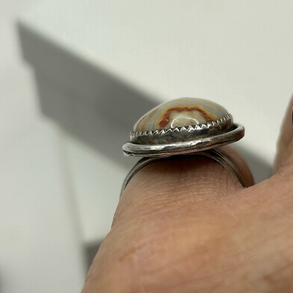 Sterling Silver Crazy Lace Agate Ring Size 7 - Picture 6 of 6
